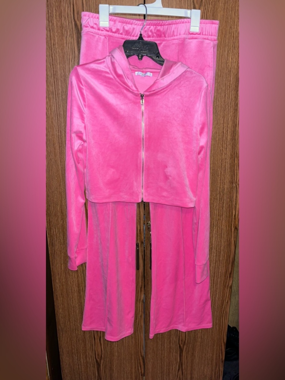 Fashion nova Velour Pink Zip Front Tracksuit Two-Piece Set XL